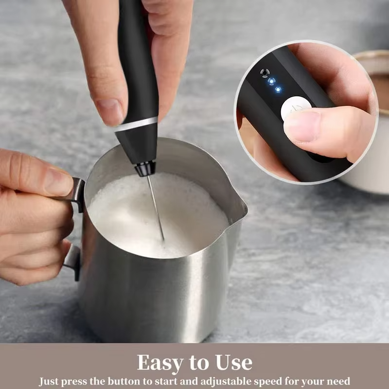 Rechargeable Electric Milk Frother & Whisk Set | 3-Speed USB Rechargeable Coffee Beater with Stainless Steel Whisk