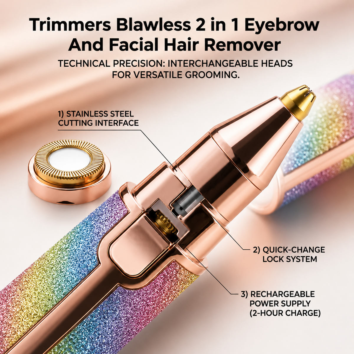 Rechargeable 2-in-1 Eyebrow Trimmer & Facial Shaver