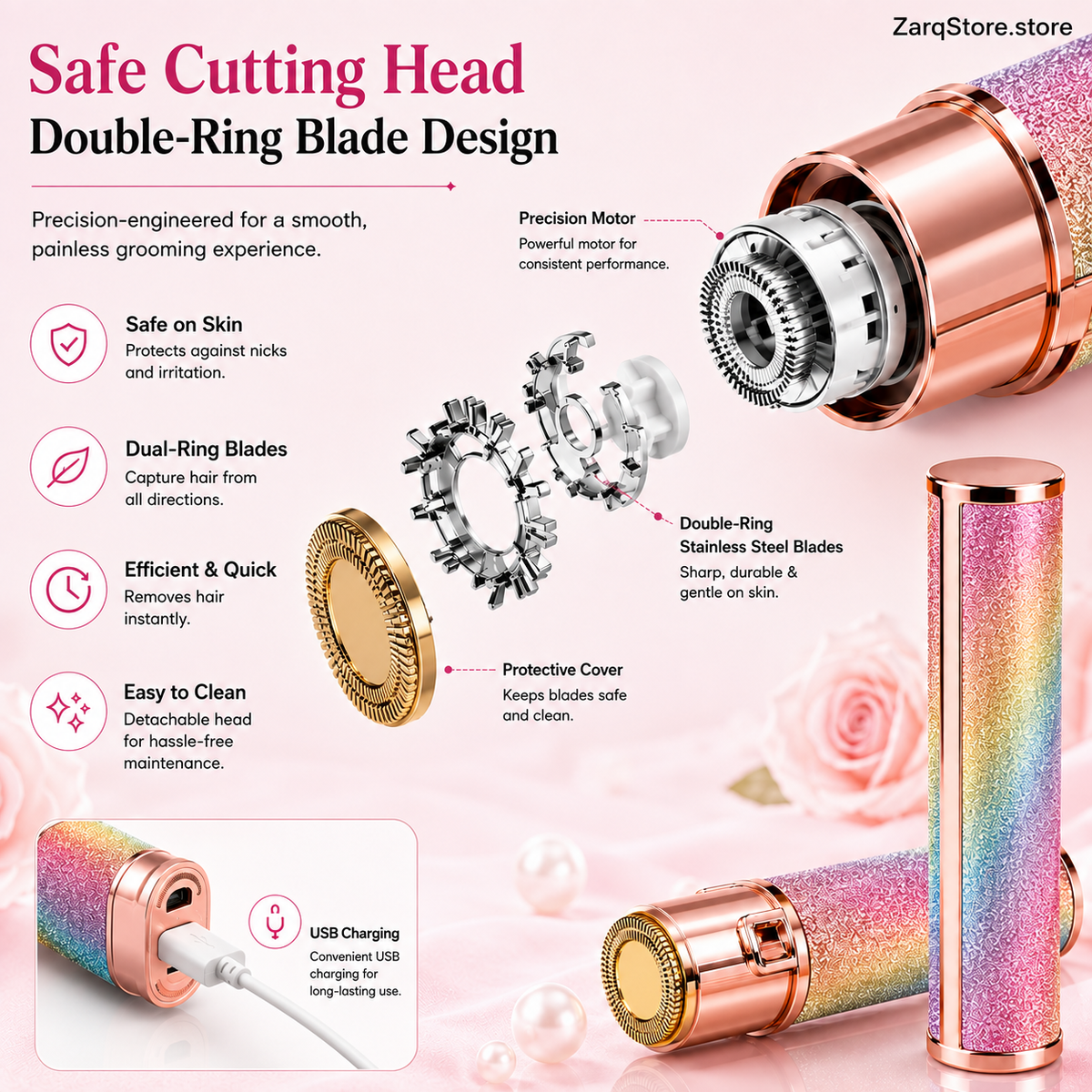 Rechargeable 2-in-1 Eyebrow Trimmer & Facial Shaver