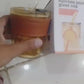 Premium Amber Glass Coffee Tumbler – Travel Mug with Leather Heat Sleeve, Glass Straw (400ml)